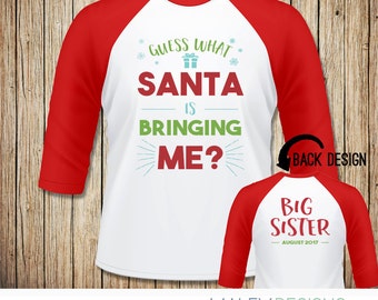 Big Sister Christmas Shirt Announcement, Christmas Pregnancy Announcement Shirt, Big Sister Shirt Christmas, Sibling Announcement