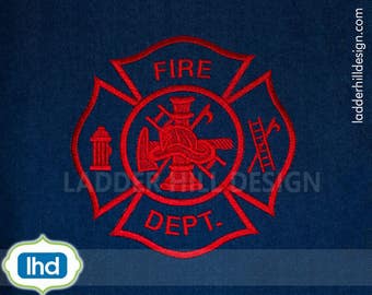 Fire Dept Maltese Cross Outline Embroidery Design -- Fire Department Jacket Jumbo Maltese Cross -- Maltese Cross Embroidery Design FD012A