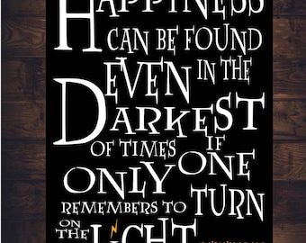 Dumbledore HARRY POTTER SIGN Decor Happiness Turn On The Light Quote Art Print Canvas