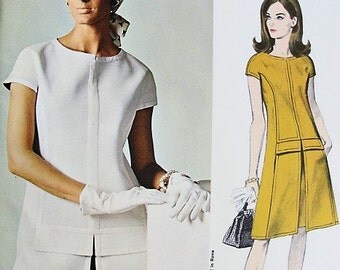 MOD 60s FABIANI Dress Pattern VOGUE Couturier Design 1630 Lovely Two Pc Dress Bust 36 Vintage Sewing Pattern