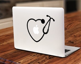 Stethoscope Decal, Mac Decal, Macbook Decal, Laptop Decal, Laptop Sticker, Medical Decal, Medic Decal, Nurse Decal, Stethoscope Sticker