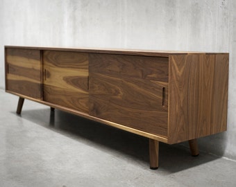 72" Solid Black Walnut Credenza/ Sideboard/ Cabinet/ Media Console *
