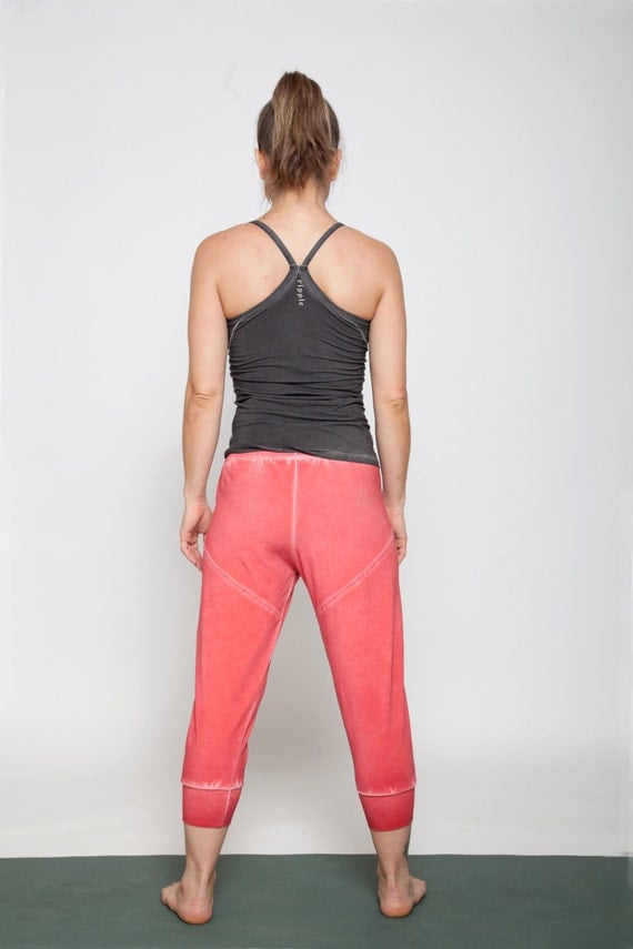 Loose yoga pants Slouchy Stone Wash Capri Yoga Pants