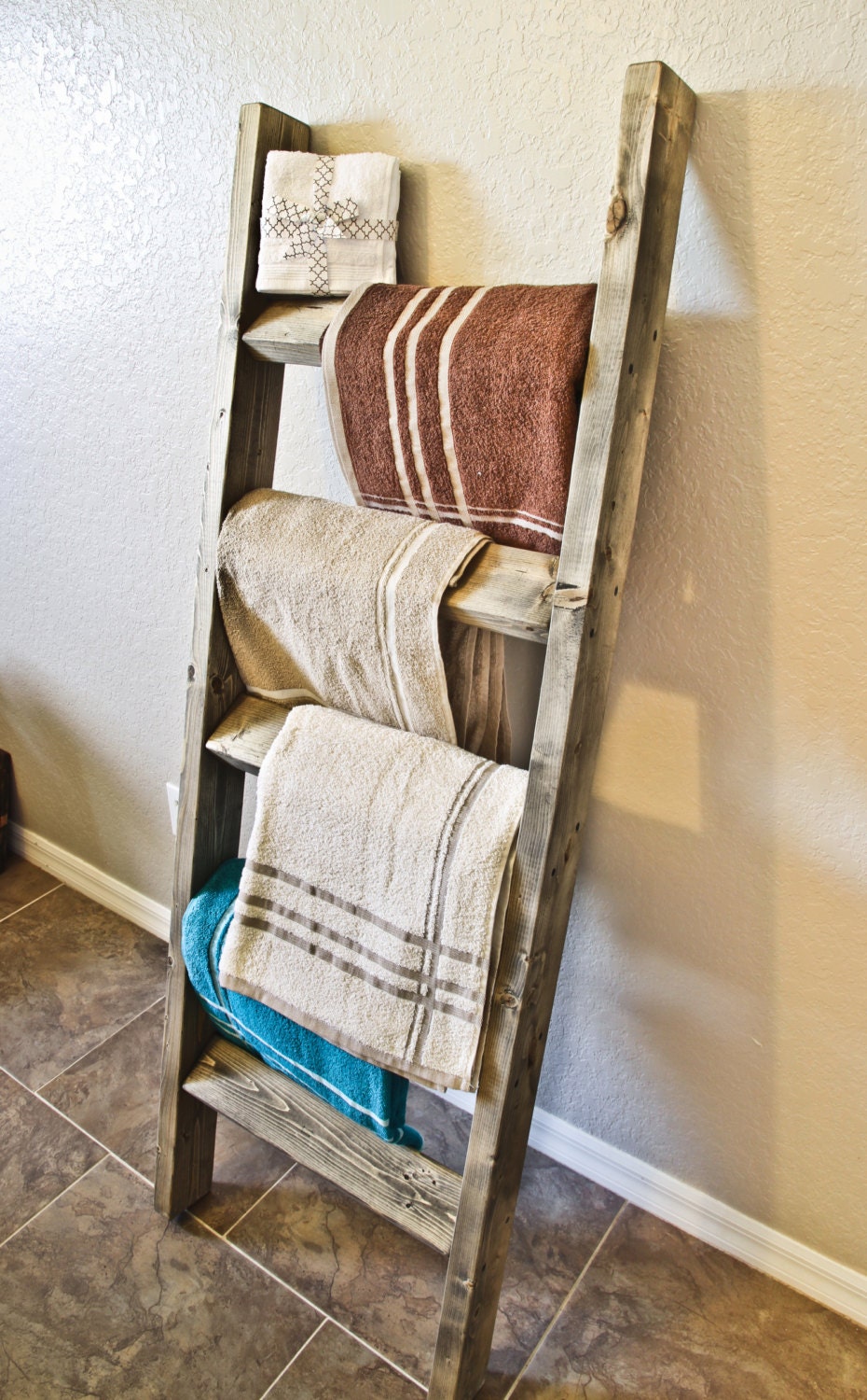 5Ft Tall x 23 Width Rustic Antique Blanket Ladder Towel