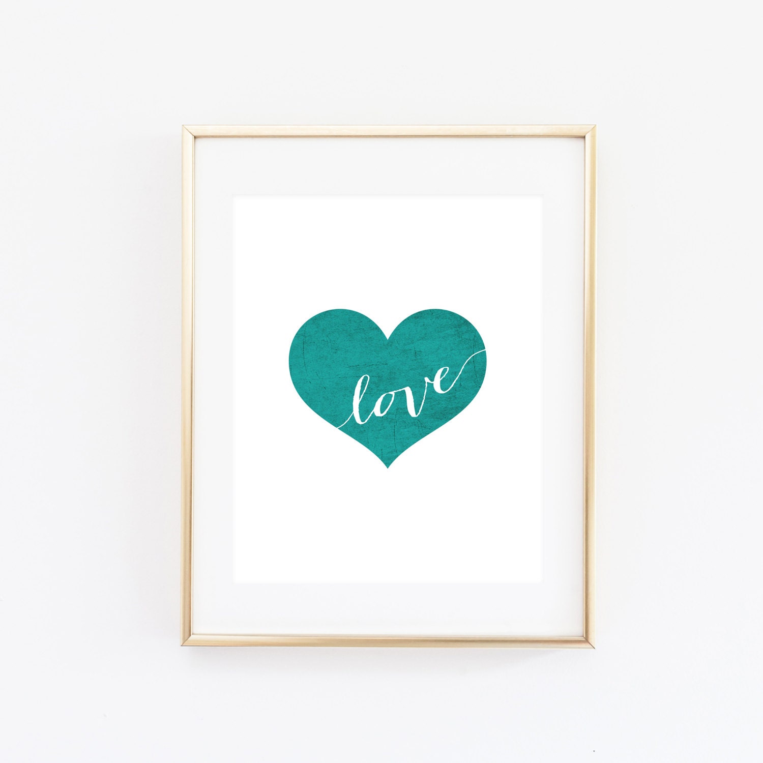 Teal Heart Art Print Love Art Print 8x10 Printable Teal