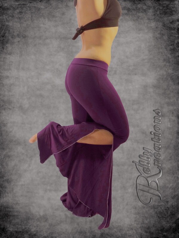 Tribal Belly Dance Pants with Huge Flare and Slit / festival