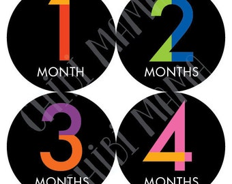 Baby Month Stickers, Baby Modern Monthly Stickers, Colorful Monthly Stickers, Baby Typography Gift, Unique Baby Gift