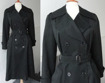 Black 70s Vintage Trenchcoat // Lined