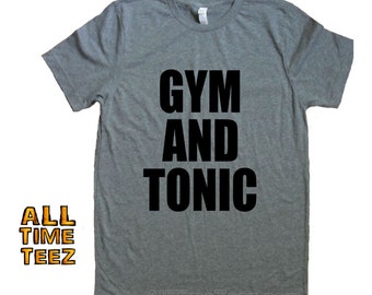 Work Out T shirt. Funny Workout shirt. GYM and TONIC. Cute Workout Tank. Gym Shirt. Running T. Yoga Shirt. . Ships from USA