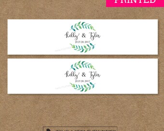 Wedding water bottle labels - bride and groom wedding water bottle labels - custom printed Green forest water bottle labels - Garden Wedding