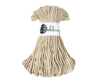3mm beige cotton cord, cotton rope, macrame cord - 54 yards (50 meters)