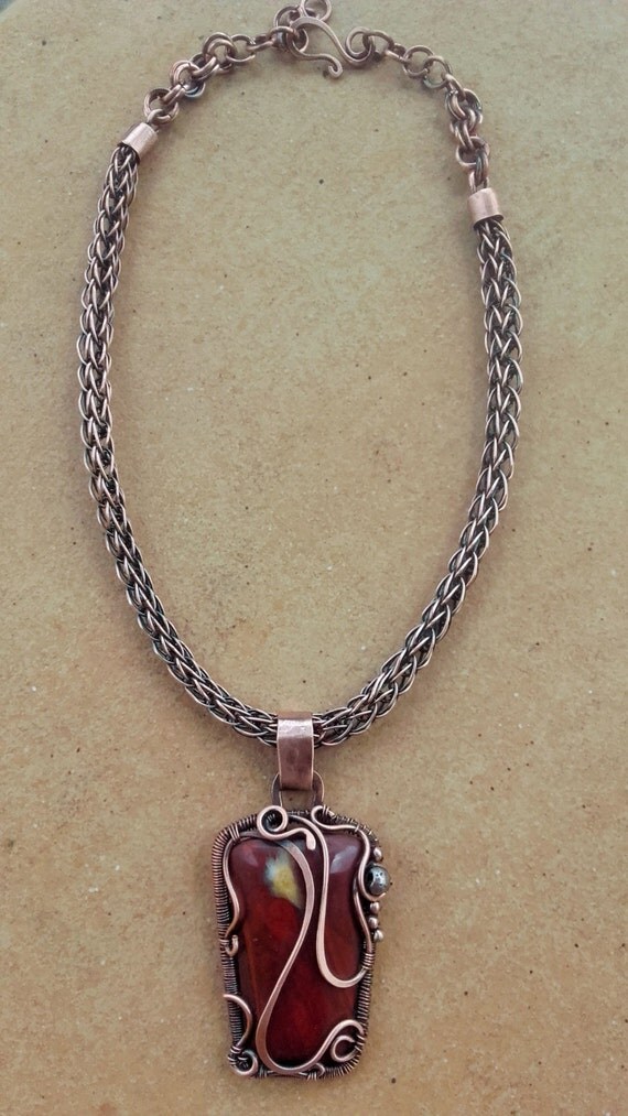 Statement copper wire wrapped necklace with by Tangledworld