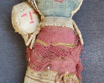 Antique or Vintage Inca Grave Doll Chancay Folk Art Primitive Cloth Fiber Textile Doll With Papoose Native American Look Style