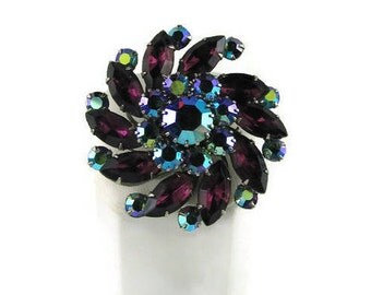 Purple Rhinestone Brooch