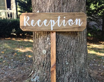 Reception Sign, Wooden Wedding Signs, Rustic Wedding Signs, Wedding Arrow Sign, Directional Wedding Sign, Wooden Arrows, Wooden Rustic Signs
