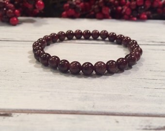 Garnet Bracelet, 6mm A Grade Garnet Bracelet, January birthstone bracelet, Wrist Mala For Positivity, Depression Relief, Rejuvenation, Love