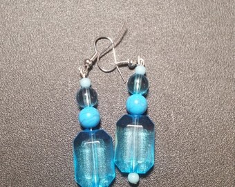 Brilliant Blue Crystal Dangle Earrings in Silver