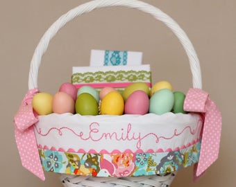 Easter Basket Liner, GIRL fits Pottery Barn Kids Baskets, Monogrammed Embroidered Easter Basket, Handmade Lilly Belle Garden