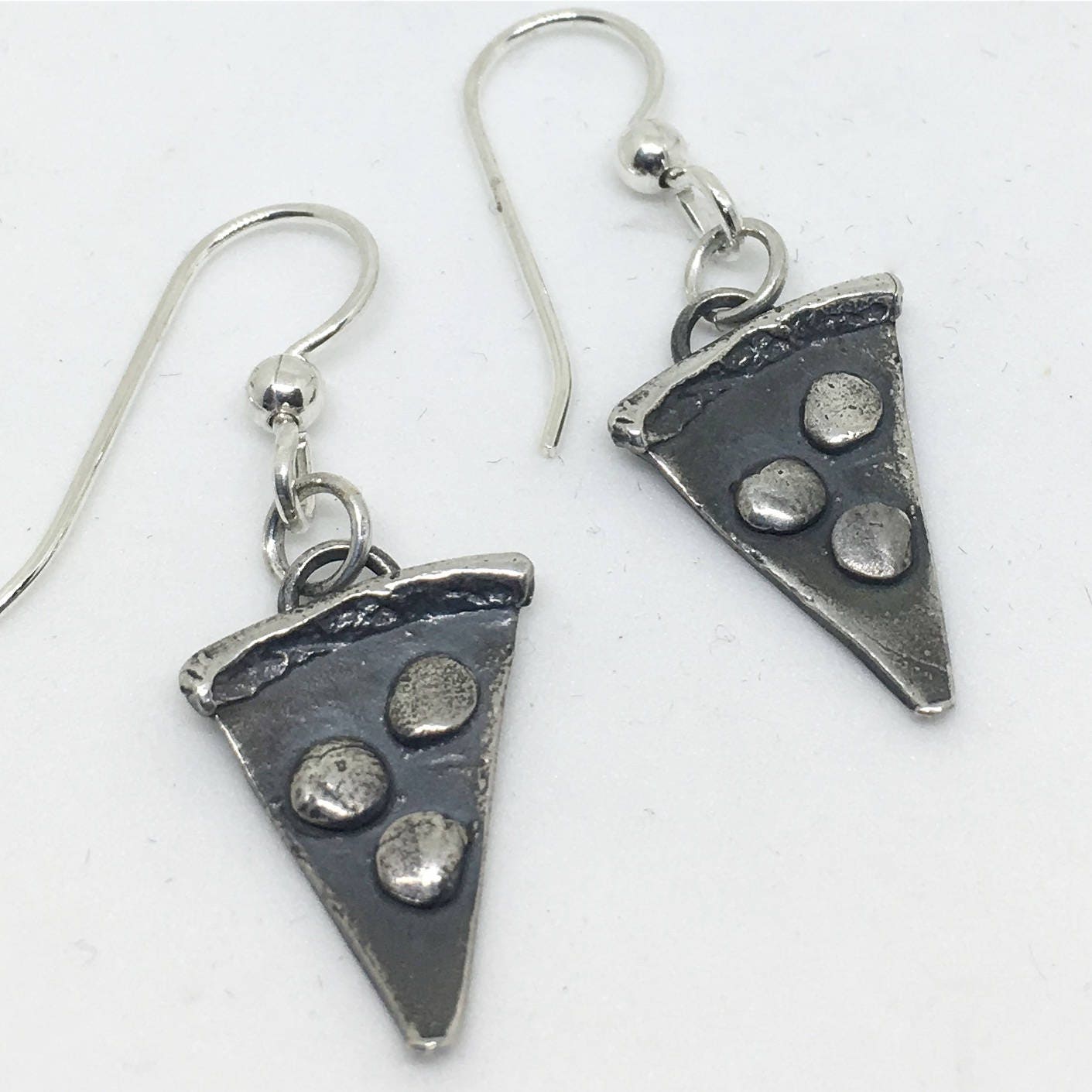 Sterling Silver Pizza Earrings Food Earrings Chef Gift