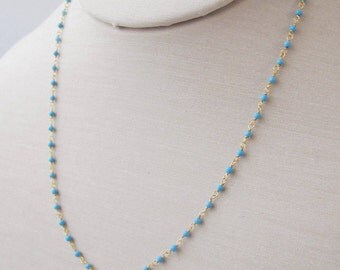 sale 10% off of original price, Blue Turquoise Necklace, Tiny Turquoise Beaded Necklace, tiny turquoise bracelet, layering necklace