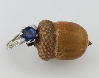 Platinum Diamond Blue Sapphire Engagement Ring