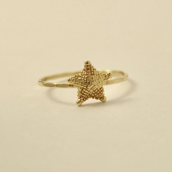14k gold starfish ring 14k starfish ring 14k stackable ring