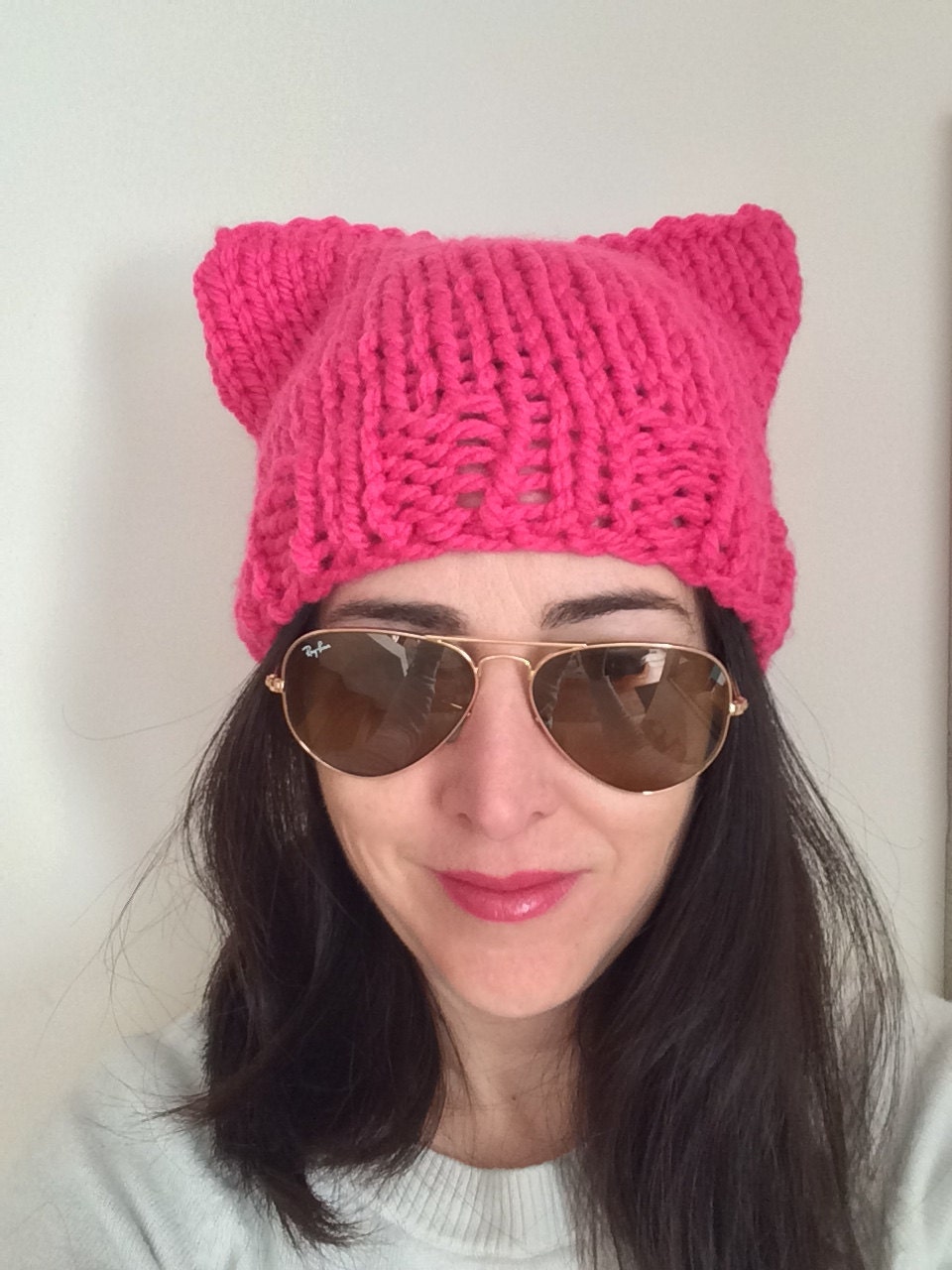  Pink  Pussycat Hat  Pink Cat Hat  March Pussycat Hat  Knit