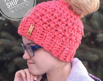 FREE SHIPPING on in stock Messy Bun Hats - Pony Tail Hat - Ponytail Beanie - Messy Mom Bun Hat - Messy Bun Beanie - Messy Pony Beanie
