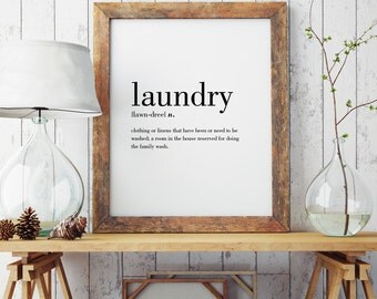 Laundry (Room) Definition Print | Wall Art | Wall Decor | Wall Art Print | Minimal Print | Modern Print | Type Poster | INSTANT DOWNLOAD