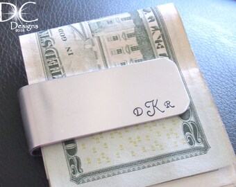 Monogram Money Clip Wallet, Best Man to Groom Gifts, Monogram Wedding Gifts, Aluminum Anniversary Gifts