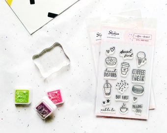 Coffee + Dessert Clear Stamps | Planner Stamps, Stamp Set, Dessert, Food Stamps, Planning Stamps, Bullet Journal