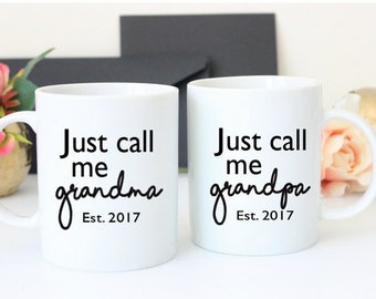 Grandma and Grandpa Mug Set | Grandparent Mugs | Reveal Gift for Parents | Just call me Grandpa Gift | Custom Gift For Grandparents | Custom
