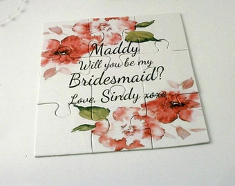 Be our Flower Girl card Will you be my Bridesmaid Invitation Bridesmaid puzzle card Maid of Honor Proposal Flower girl Puzzle