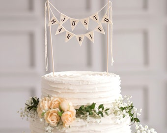 Just Married Wedding Cake Topper Banner, rustic wedding cake topper, wedding vintage cake toppers, rustic wedding decor, rustic cake topper