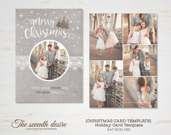 Christmas Card Template - Holiday Card Template - Photo Card Template - Instant Download