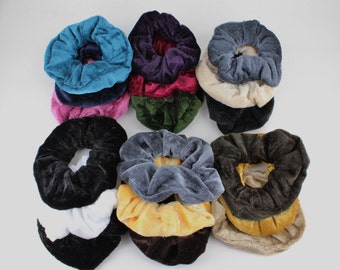 pack of 3 soft velvet velour fabric stretch ponytail holders scrunchies scrunchy hair ties Fall Colors