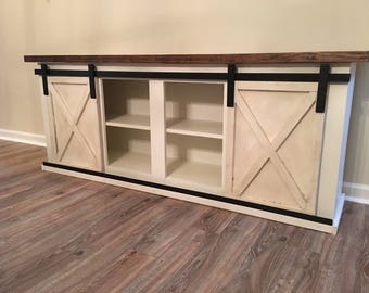 Custom Sliding Barn Door Cabinet- entertainment center, entry, buffet, console