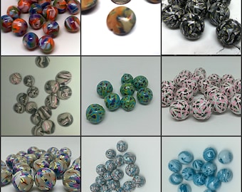 Huge Lot of Polymer Clay Beads, Round Beads, Lentil Beads, Jewelry Making Supplies