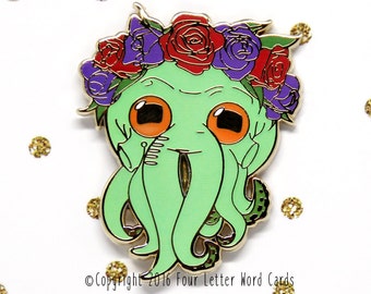 Cthulhu, Glow In the Dark, Enamel Pin, Valentines Day, Gift for Him, Husband Gift, Wife Gift, Girlfriend Gift, Boyfriend Gift, Cthulhu Pin