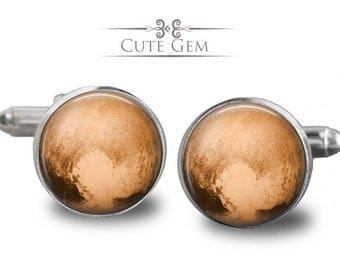 SUPER SALE - Pluto - Silver Glass Cufflinks