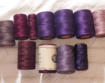 Vintage Sewing Thread Shades of Purple Lavendar Lilac Royal Burgundy
