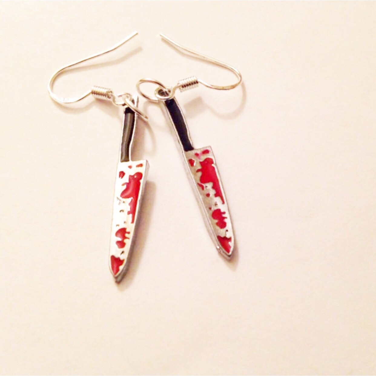 Bloody Knife Earrings Drop Dangle Hook Horror by Wyntersemporium