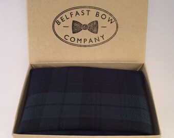 Handmade Pocket Square in Black Watch Tartan