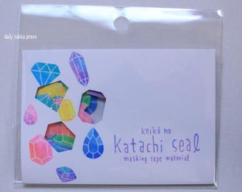 Gem Sticker Flakes | Tracing Paper Sticker Flakes | Neon Katachi Seal - 10 designs - 40 pieces - 1910