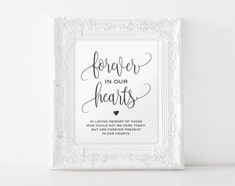 In Loving Memory Sign, Forever in our Hearts Sign, Memory Sign, Memorial Table Sign, In Memory, Wedding Sign, Instant Download #BPB203_54
