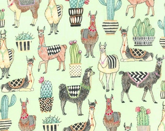 Michael Miller - Mint Lovely LLamas - Fabric by the yard