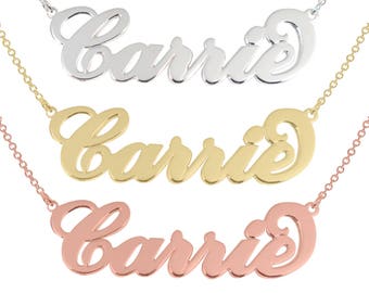 Tiny Sterling silver Name Necklace Sterling Silver Any Name Personalized Carrie Necklace 925