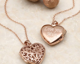 Rose Gold Personalised Filigree Locket