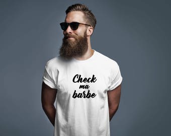 MEN TSHIRTS.Check ma barbe.MEN Clothing.Tshirt.Tops and tees.Adult Clothing.Humoristic Clothes.Designed in Montreal.Petite Gazelle