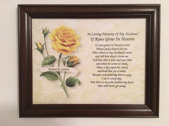 Memory Of Husband Sympathy Gift Roses Grow In Heaven Widow